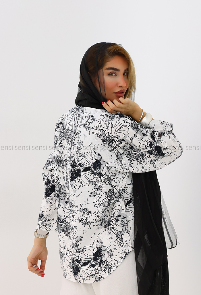شومیز زنانه جلوبسته طرح دار کد1006121